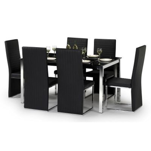 Julian Bowen Tempo Black Glass Dining Set with 4 Chairs jpg