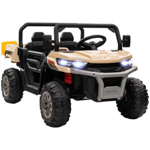 OMCOM 2 Seater Kids Ride-On Car with Electric Bucket, 12V Battery Powered Electric UTV with Shovel,