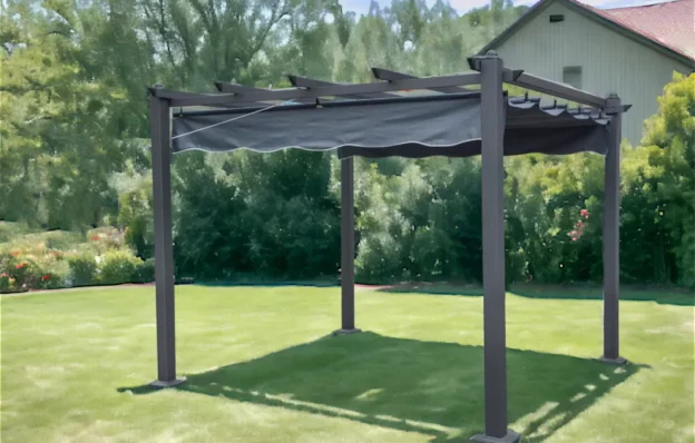 Pavillion 3m x 3m Gazebo with Fabric Roof – Grey