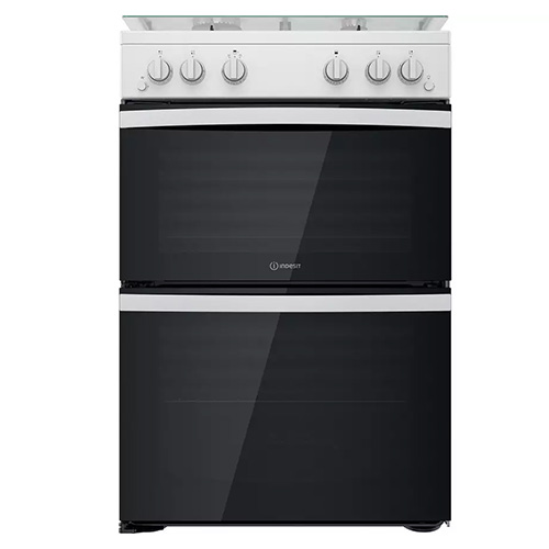 Indesit ID67G0MCW/UK 60cm Double Oven Gas Cooker – White