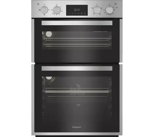 Hotpoint built-in stainless steel double oven with Twin Grill
