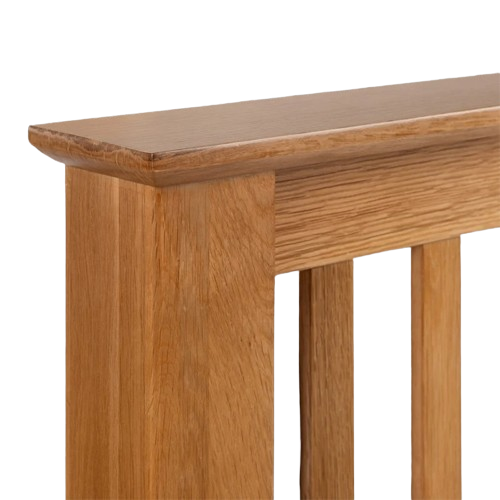 Julian Bowen Amsterdam Oak Bed with high foot end, crafted from solid American white oak and oak veneers.