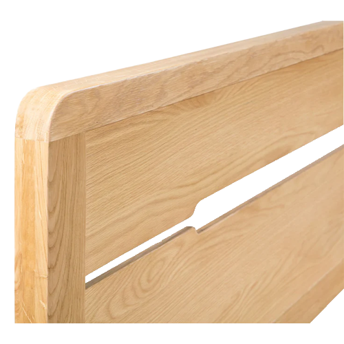Julian Bowen Curve Bed in solid oak and oak veneers with recessed handle-styled headboard