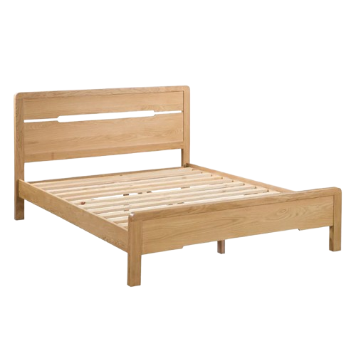 Julian Bowen Curve Bed in solid white oak and oak veneers with recessed handle-styled headboard