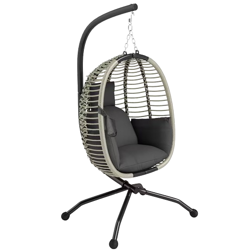 Outsunny Hanging Swing Chair w/ Thick Cushion, Hanging Chair Grey
