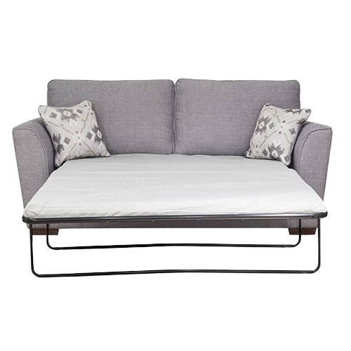 Buoyant Fantasia 3 Seater Sofa Bed in neutral fabric with fibre-filled back cushions and soft Extraflex seat interiors, set in a modern living room
