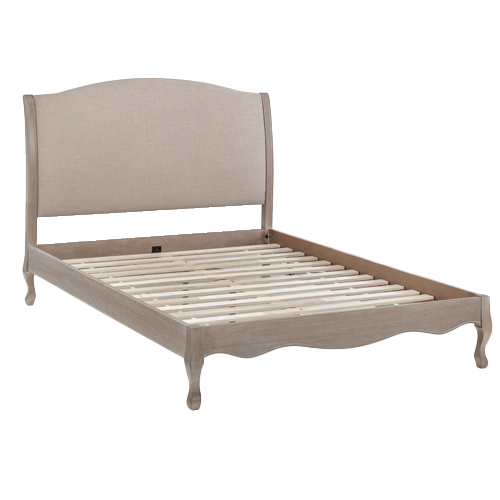 Julian Bowen Camille Double Bed in limed oak with French-inspired curves and ornate detailing