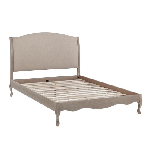 Julian Bowen Camille Double Bed in limed oak with French-inspired curves and ornate detailing