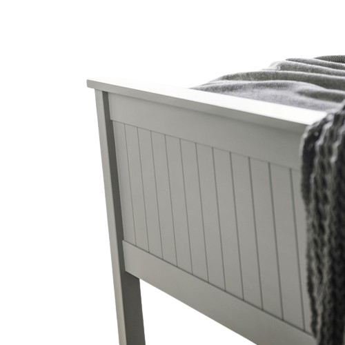 New England bed – dove grey lacquered finish with paneled design and slatted base