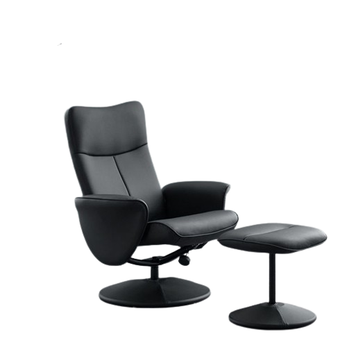 Lugano Recliner chair in soft fabric with plush cushions and adjustable reclining feature, positioned in a modern living room.