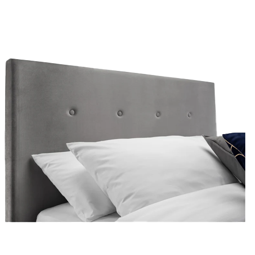 Shoreditch 4ft6 grey velvet ottoman bed frame with high buttoned headboard