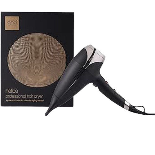Front view of ghd Helios hair dryer with contoured nozzle