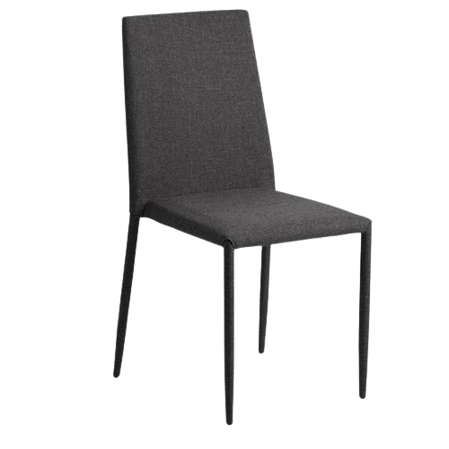 Jazz chairs – pair of modern stackable chairs with faux leather or slate grey linen upholstery