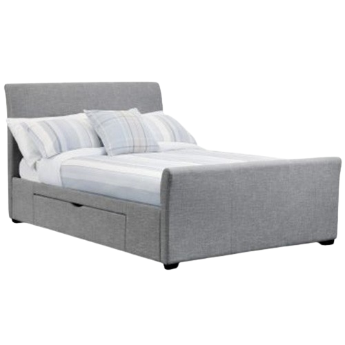 Julian Bowen Capri double bed frame upholstered in soft grey fabric with padded headboard