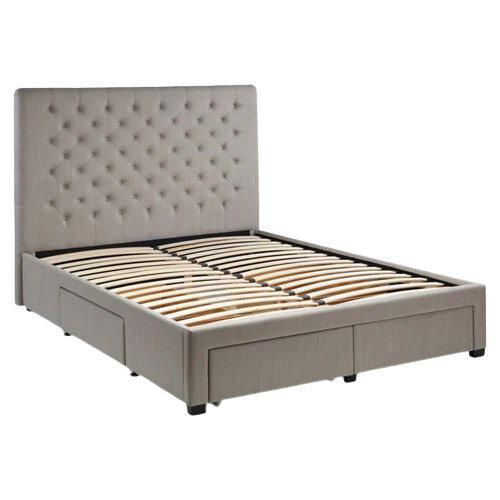 Julian Bowen Wilton deep buttoned 4 drawer bed in grey fabric
