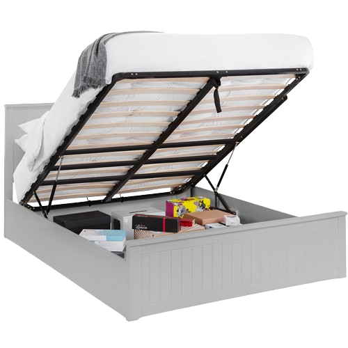 Julian Bowen Maine Ottoman King Size Bed in dove grey with lift-up storage and slatted base