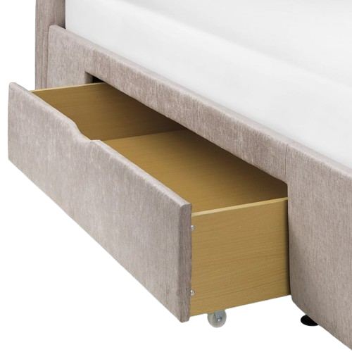 Julian Bowen Ravello Super King Bed in mink fabric with buttoned headboard and upholstered frame