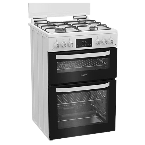 Hotpoint 60cm freestanding gas double oven cooker in white