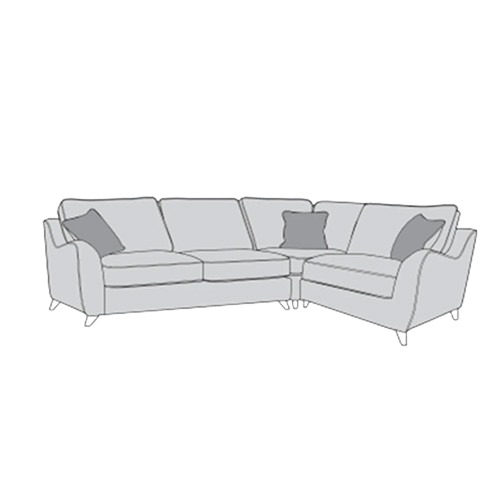 Varley Sofa in neutral fabric with fibre-filled back cushions and supportive Foamflex seat, shown in a modern living room setting.