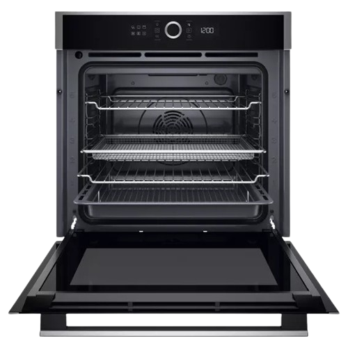 Hotpoint built-in stainless steel multifunction electric oven with ActiveMultiflow technology and large 73L capacity.