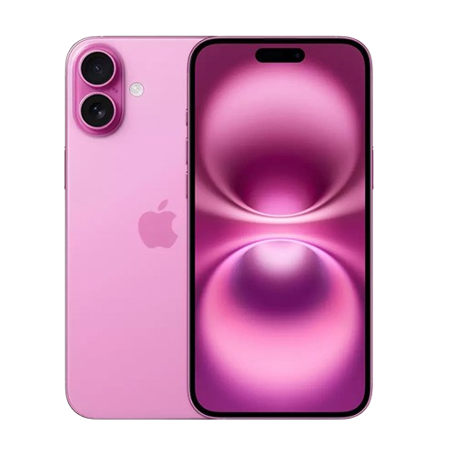 Front and back view of the iPhone 16 Plus in a vibrant colour, showcasing its 6.7-inch Super Retina XDR display and sleek aluminium design.