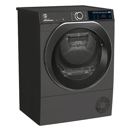 Hoover H-Dry 500 9kg heat pump tumble dryer with Auto Care technology and smart fabric protection.