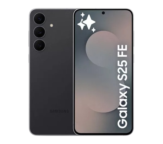 Samsung Galaxy S25 FE smartphone with 50MP triple camera and 6.7-inch AMOLED display.