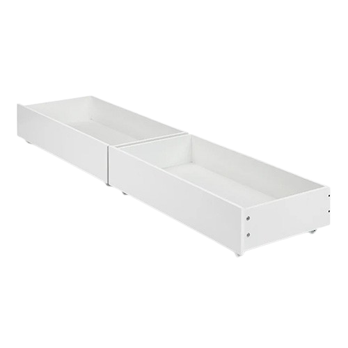 White high-gloss Manhattan underbed storage drawers on casters.