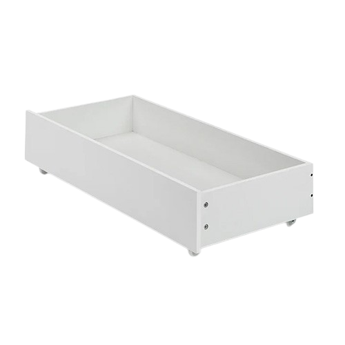 White high-gloss Manhattan underbed storage drawers on casters.