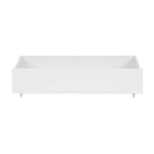 White high-gloss Manhattan underbed storage drawers on casters.
