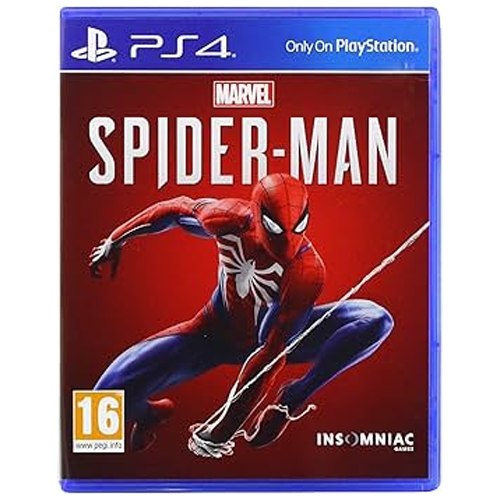 Marvel’s Spider-Man PS4 game case showing Spider-Man in his red and blue suit against the New York City skyline