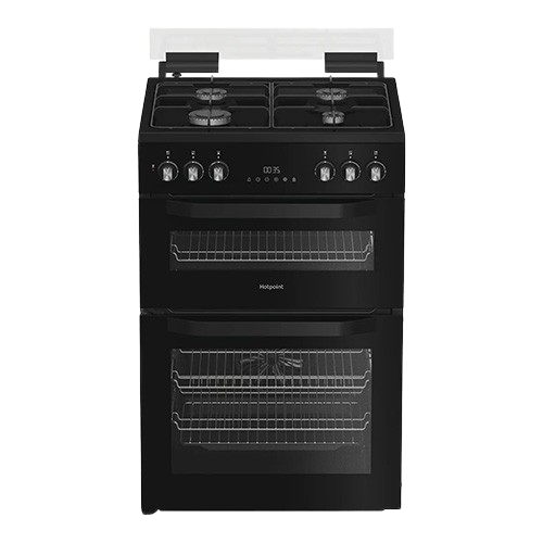 Freestanding cooker with glass lid and enamel pan supports