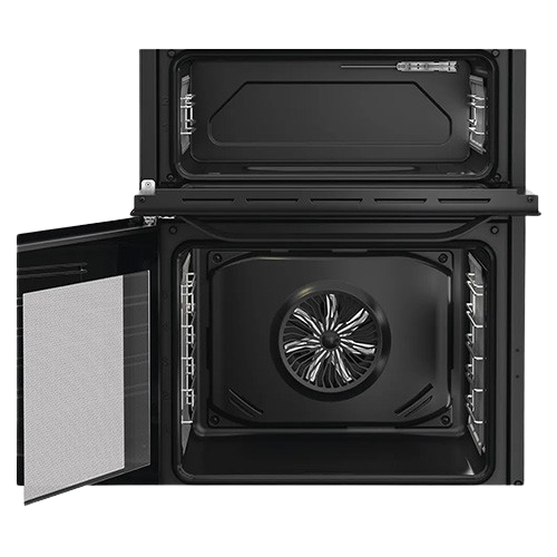 Freestanding cooker with glass lid and enamel pan supports