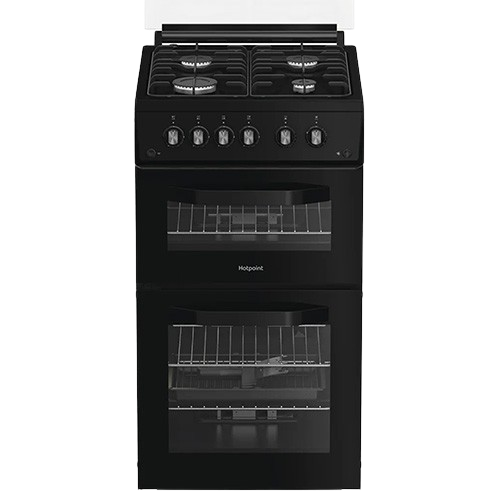 Hotpoint black 50cm freestanding cooker with gas hob and double oven