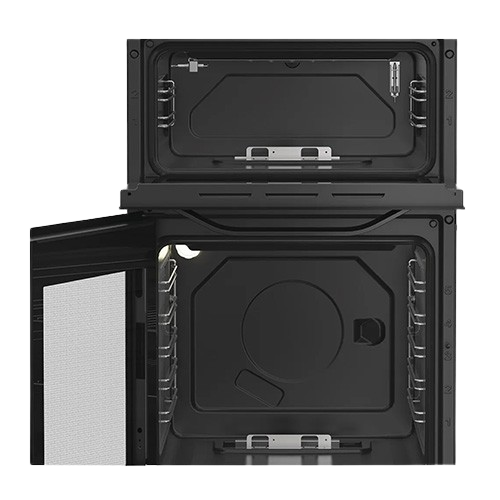 Hotpoint black 50cm freestanding cooker with gas hob and double oven