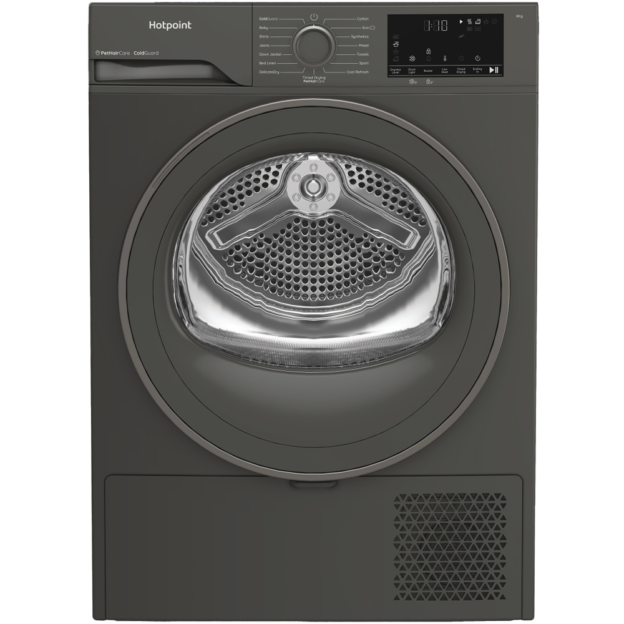 Hotpoint grey heat pump tumble dryer with 8kg capacity