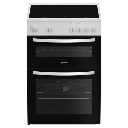 Indesit electric cooker with 4 zone hob and large fan oven in white finish