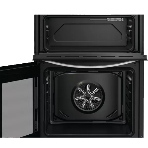 Indesit IDE6VMB black electric cooker with double oven and ceramic hob