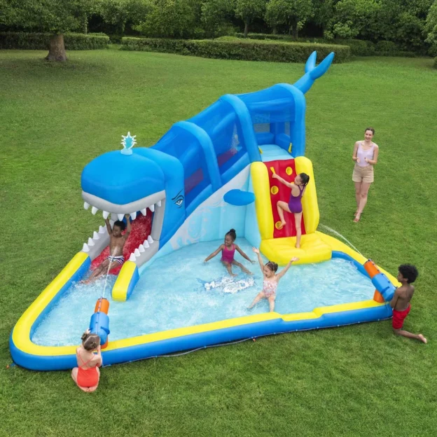 H2OGO whales n waves mega water park inflatable slide with splash pool