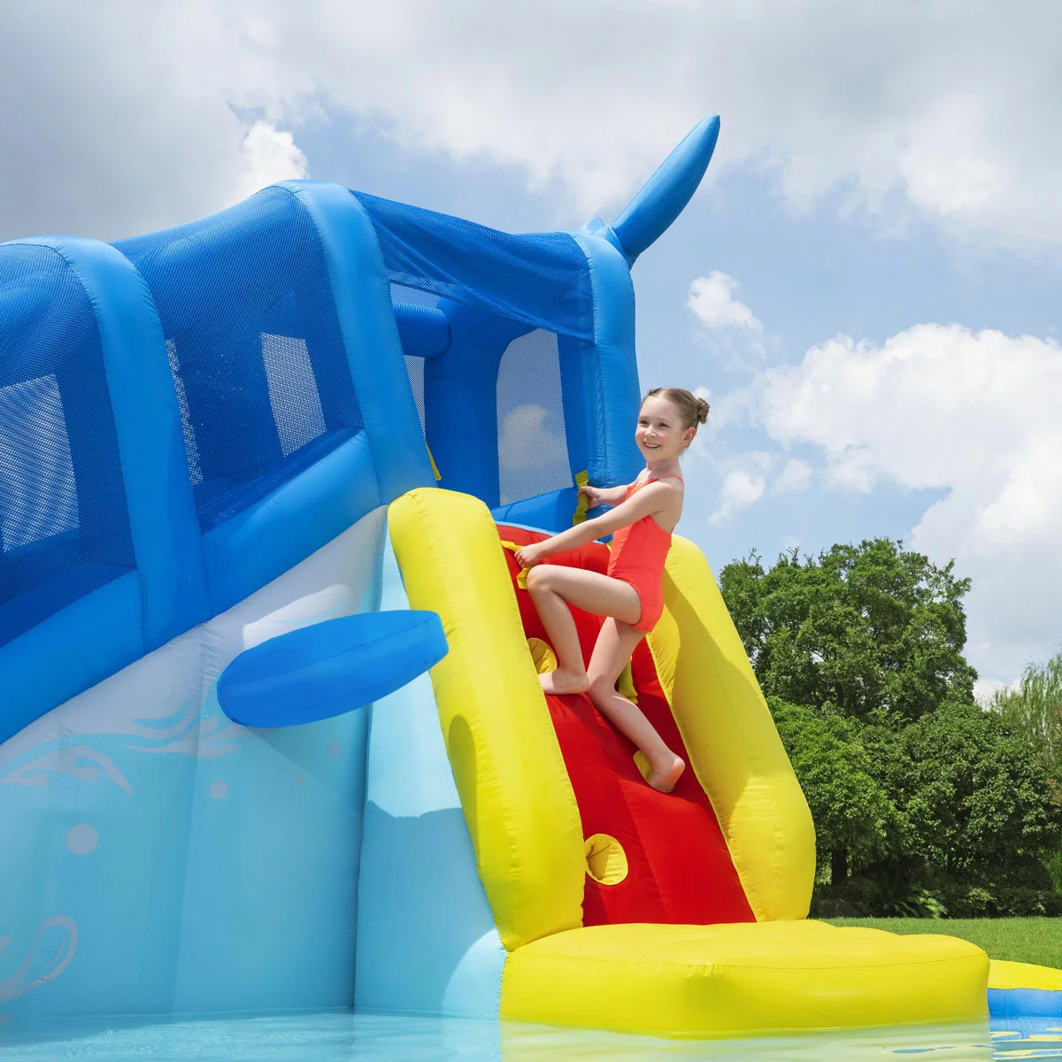 H2OGO whales n waves mega water park inflatable slide with splash pool