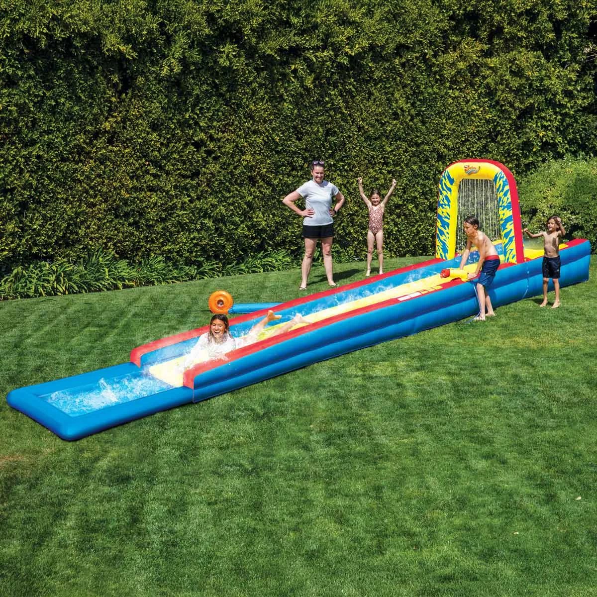 Wham-O 32ft inflatable slip and slide with air blower and water cannon