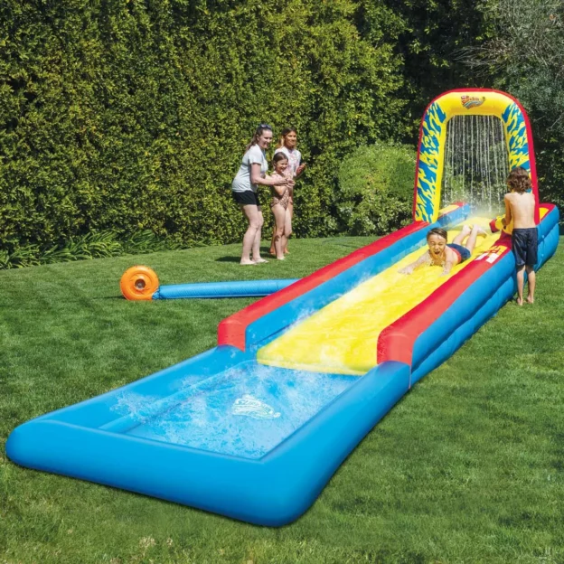 Wham-O 32ft inflatable slip and slide with air blower and water cannon