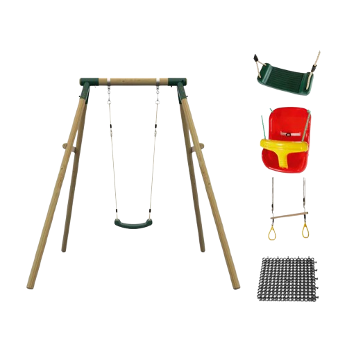 Plum Ultimate one person wooden swing set with interchangeable seats