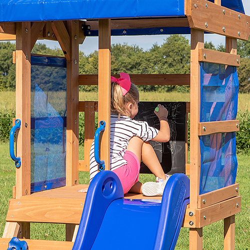 Backyard Discovery Aurora swing set with slide swings and climbing wall
