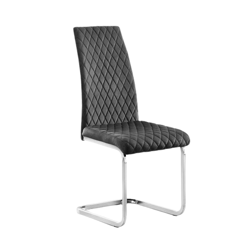 Julian Bowen Calabria grey velvet dining chairs with chrome cantilever legs