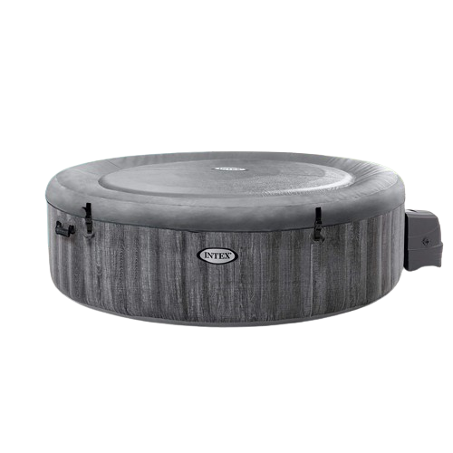 Large inflatable 6-person hot tub spa with LED lights and bubble jets