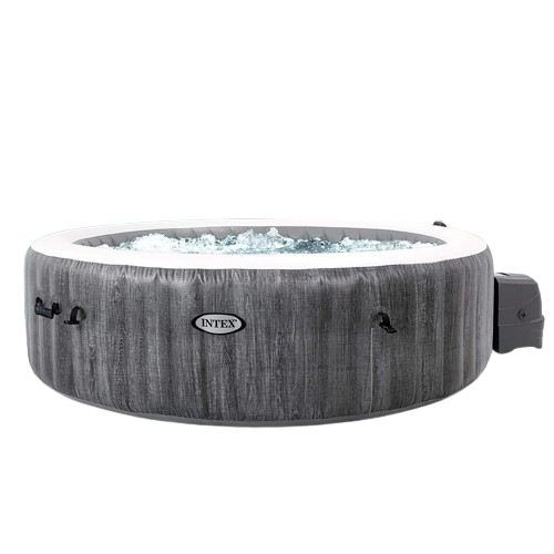 Large inflatable 6-person hot tub spa with LED lights and bubble jets