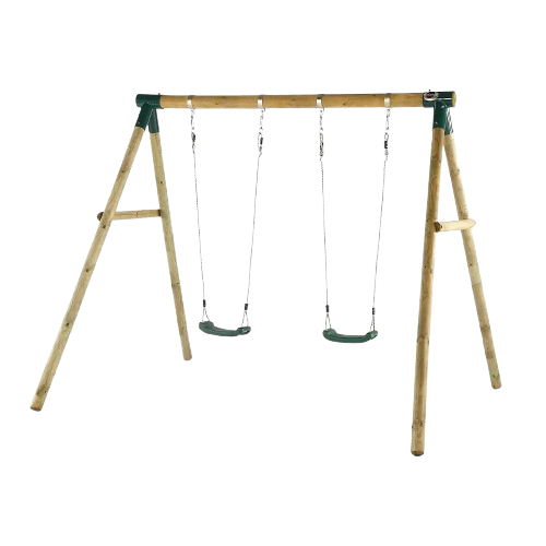 Plum Ultimate two person wooden swing set with baby seat and trapeze