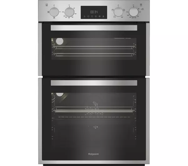 Hotpoint built-in stainless steel double oven with Twin Grill