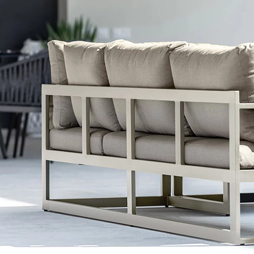Havana aluminium corner garden sofa set with reclining seats and coffee table in grey
